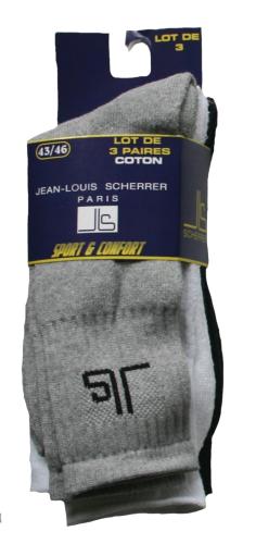 3 CHAUSSETTES  - JEAN LOUIS SCHERRER NOIR/GRIS/BLANC