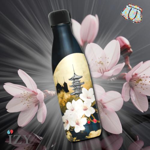 Bouteille Thermos IZY | Fleurs d'or &#127989;&#65039;