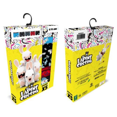 coffret 5 Boxers fantaisies enfant Lapins cretins